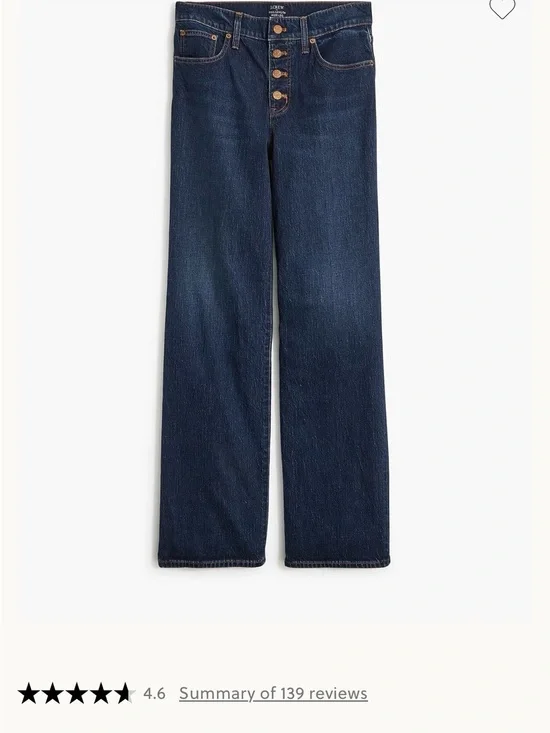 J. Crew Dark Indigo Full Length Wide-Leg Button-Front Jeans