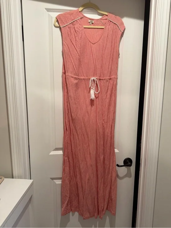 J. Crew Striped Coral-White Sleeveless Dress