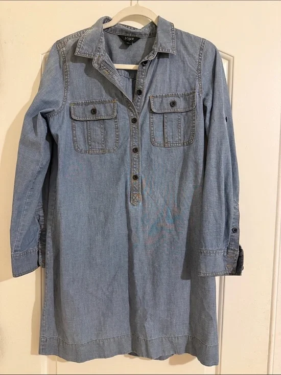 J. Crew Light Blue Denim Tunic Shirt Dress