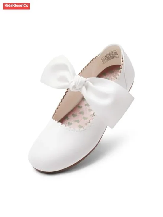 Girls Ballerina Flats Mary Jane Front Bow Dress Shoes