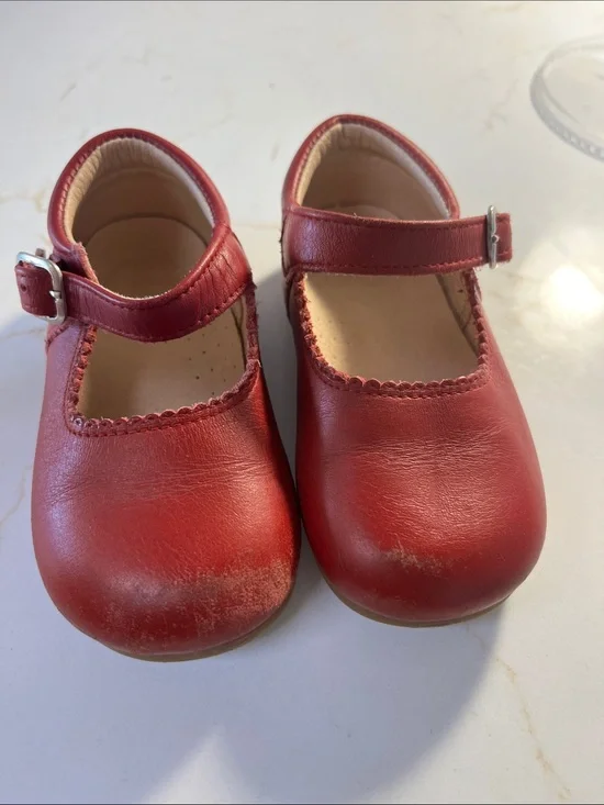 Girls' Red Mary Jane Dress Shoes with Buckle Strap