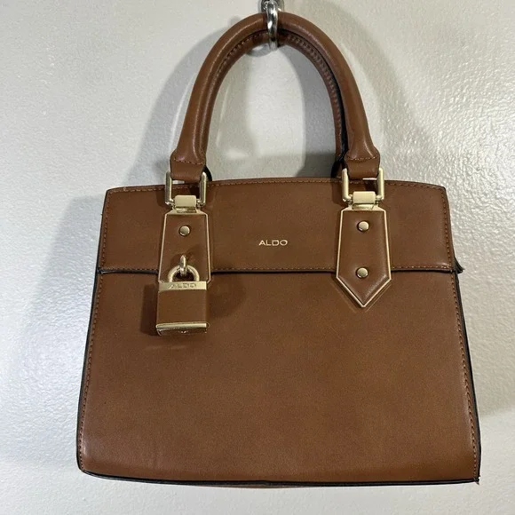 Aldo Women's Brown Leather Zip Double Top Handles‎ Handbag