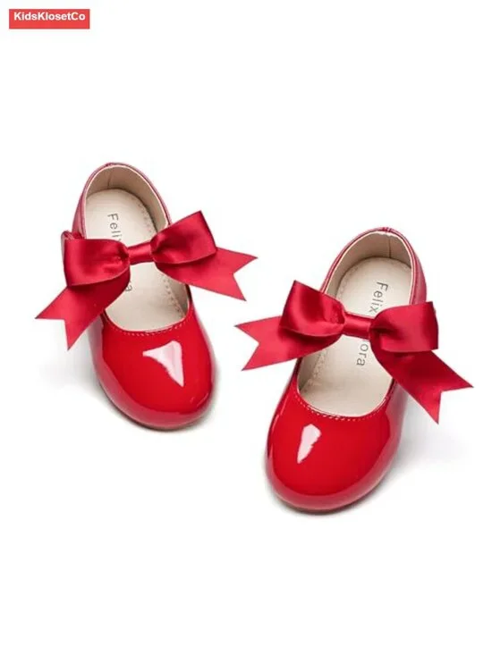 Toddler Girl Ballet Flats - Microfiber Dress Shoes with Velcro Strap