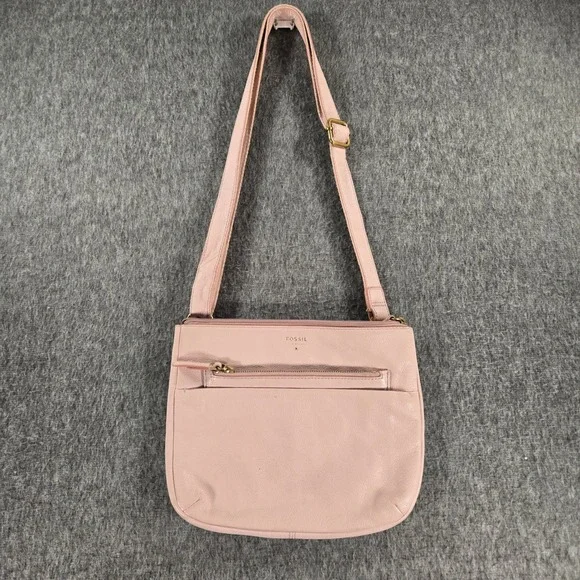 Fossil Crossbody Bag Womens Pink Leather SHB1912 Multi‎ Pocket Adjustable Strap