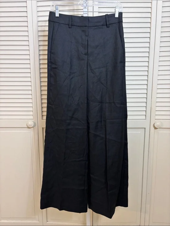 NWT J. Crew Black Carolina Flare Pant in Stretch Linen Blend Size 2