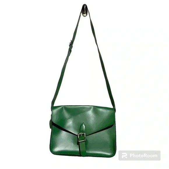 Angela Roi Green Crossbody Shoulder Handbag Flap Messenger Front Buckle