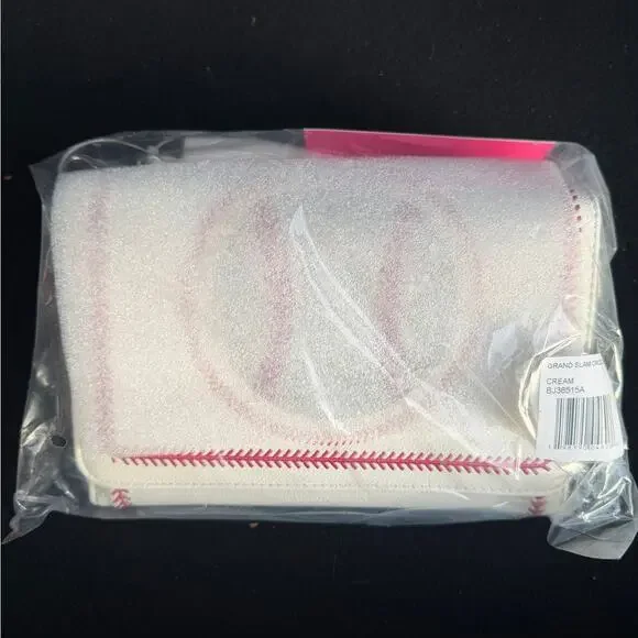 Betsey Johnson Grand Slam Baseball Wallet Crossbody Cream NWT