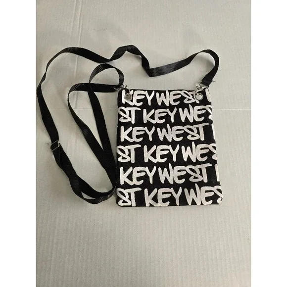 Robin Ruth Key West Graphic Print Crossbody Bag Black‎ White Multi Color Pouch
