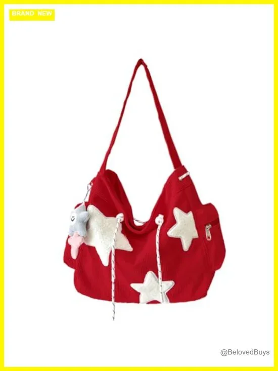 Corduroy Star Crossbody Bag Tote Messenger Shoulder Hobo