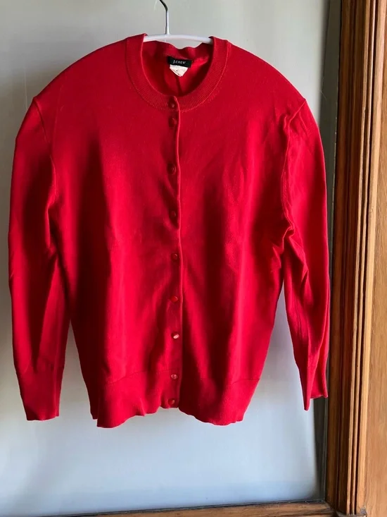 J. Crew Jackie Fire Engine Red Button-Front Cardigan