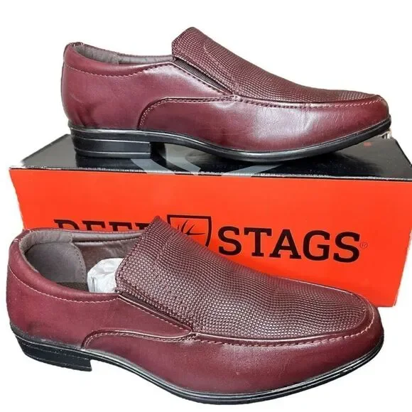 NEW Deer Stags Matteo Kids Burgundy Slip On Loafer 4M