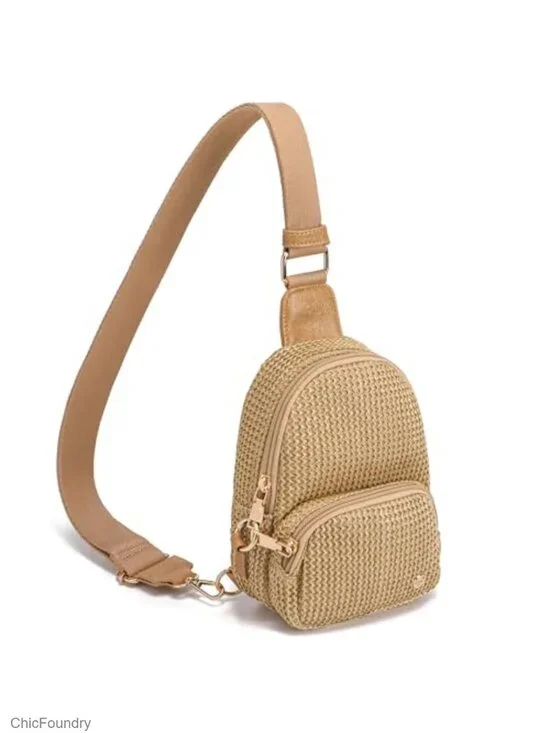 Faux Straw Crossbody Bag with RFID Blocking, Lightweight Woven Purse