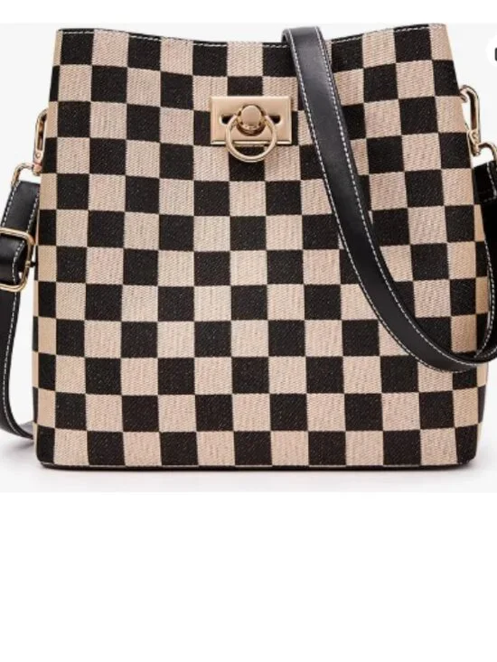 Women's Vegan Leather Bucket Crossbody Purse Multi Pocket Shoulder Handbag