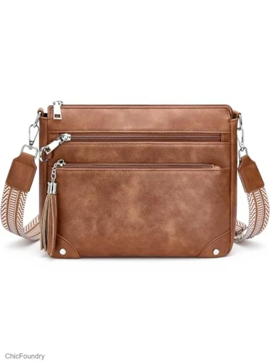 Anti Theft Crossbody Purse RFID Vegan Leather Travel Bag with Built-in Wallet