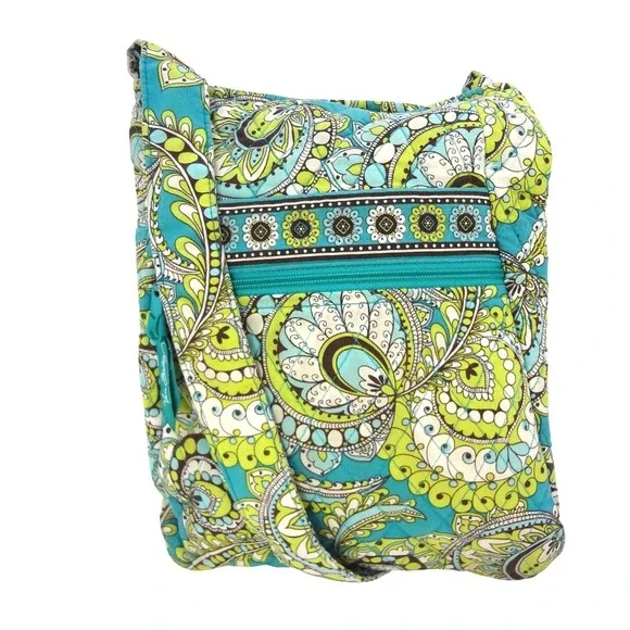 Vera Bradley Crossbody Women's Peacock‎ Teal, Yellow, Green Paisley Excellent
