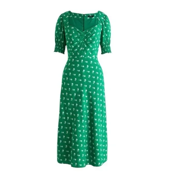 J. Crew Puff-sleeve midi dress in bandana flowers print EUC