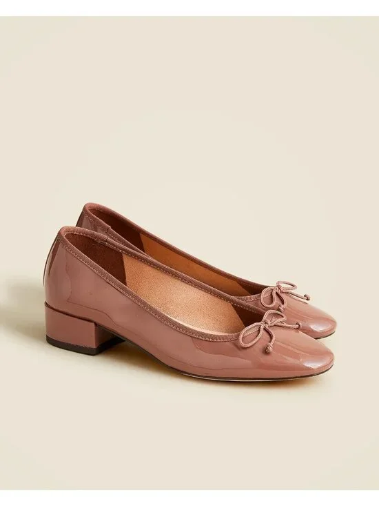 J. Crew Women's Teagan Ballet Pumps Size 10 1/2 Patent Leather Taupe Brown NWOB