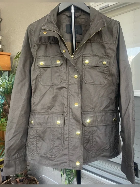J. Crew Olive Brown Utility Jacket with Gold Hardware