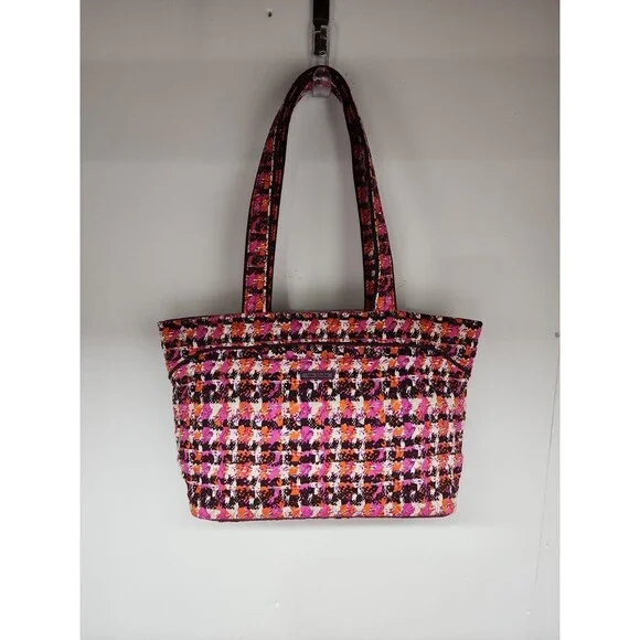 Vera Bradley Houndstooth Tweed Shoulder Tote Zip Closure Multicolor Grannycore