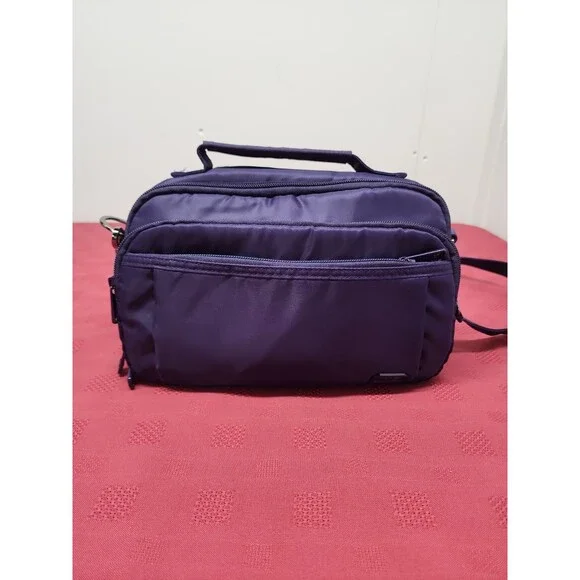Lug Scoop Medium Top Handle Crossbody Bag In Purple RFID Pocket Travel Friendly
