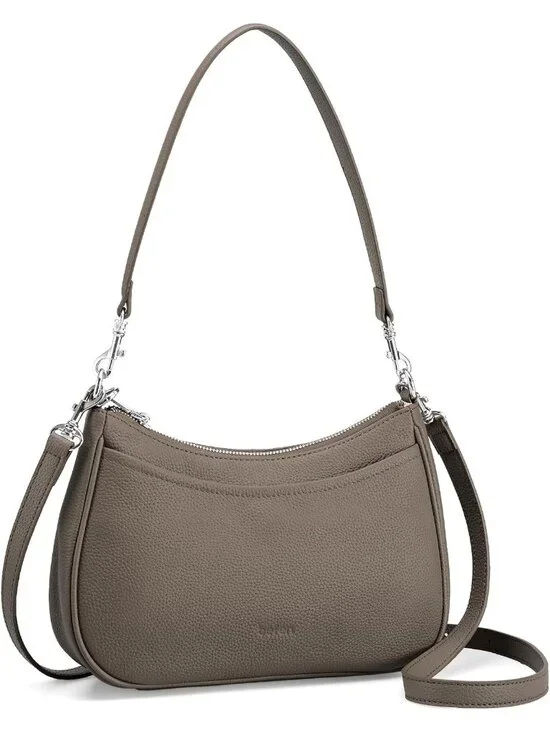 Women's Taupe Genuine Leather Fashion Anti Theft Trendy Purse with RFID Handbag