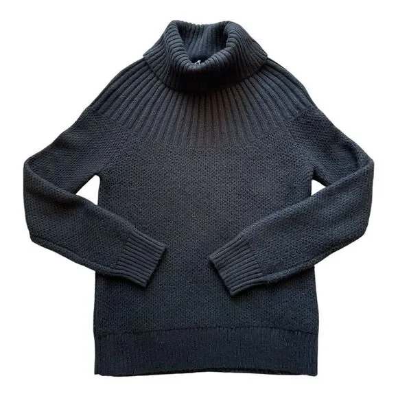 NWT J.Crew XS Black Mixed StitchCowl Neck Sweater Preppy Classic