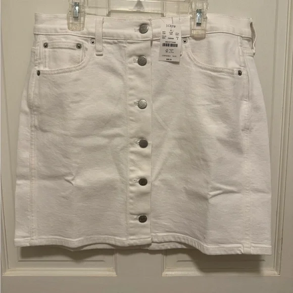 NWT J. Crew White Button-Front Mini Skirt - Size 8