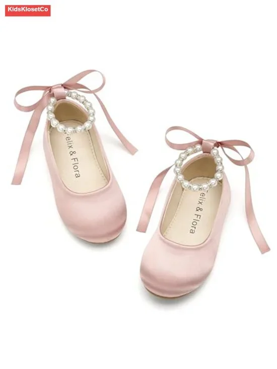Satin Ballet Flats with Cushioned Insole - Non-Slip Rubber Sole - Mary Jane for