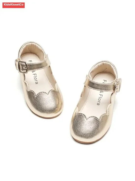 Toddler Flower Girl Ballet Mary Jane Flats with Hook & Loop Closures