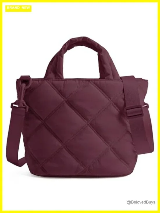 Quilted Puffer Tote Handbag Crossbody Purse