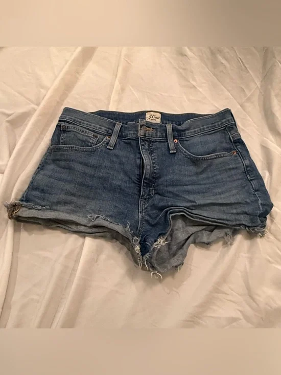 J. Crew Women's Distressed Denim Cutoff Shorts in Blue