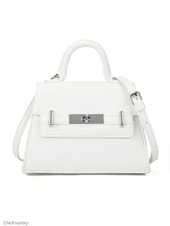 Vegan Leather Crossbody Bag with Top Handle, Fits Phone