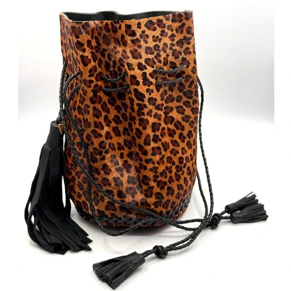 Wendy Nichol Leopard Pony Hair‎ Leather Limited Edition Bullet Bag Backpack RARE