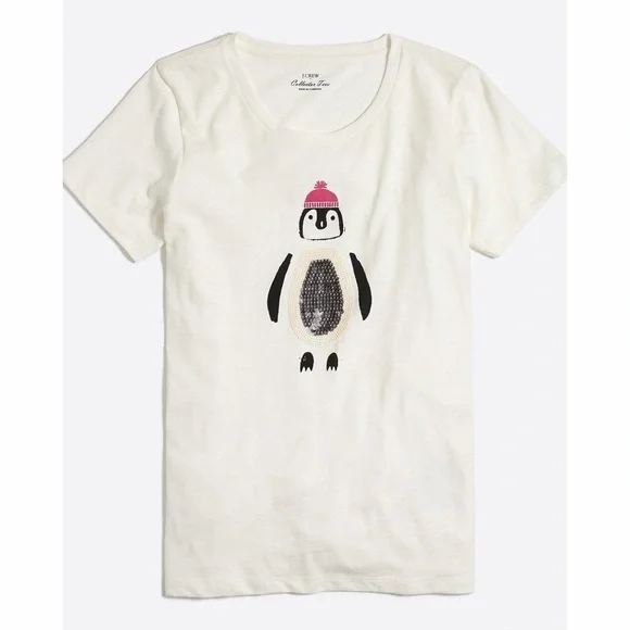 J. Crew Sequin Penguin Collector T