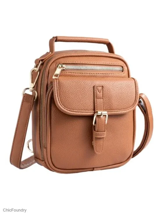 Vegan Leather Crossbody Bag with 2 Straps Anti Theft RFID Small Messenger