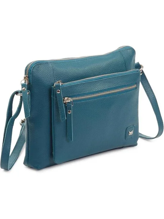 Women's Teal Genuine Leather Sling Purse with Adjustable Strap Crossbody bags