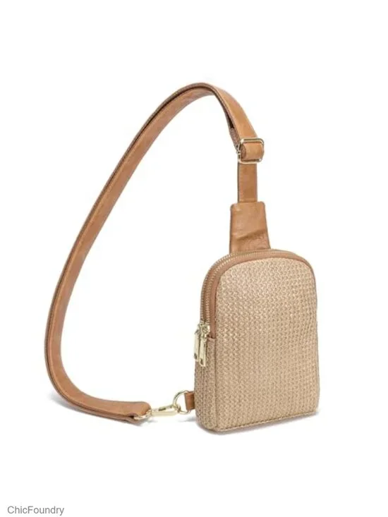 Faux Straw Crossbody Bag Lightweight Summer Beach Sling Purse