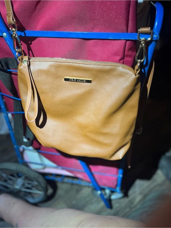 Steve Madden Tan Pebbled Leather Crossbody Wristlet
