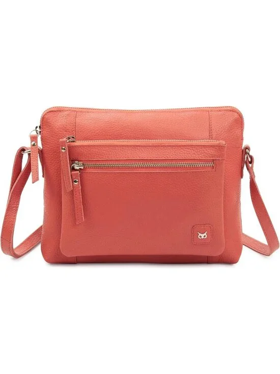 Women's Coral Genuine Leather Sling Purse with Adjustable Strap Crossbody bags