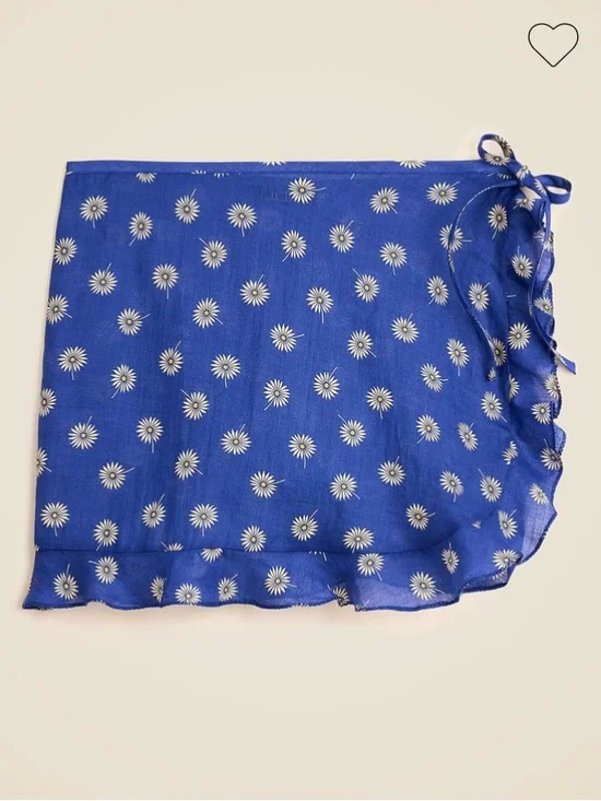 J. Crew Blue Daisy Tie-Side Wrap Swim Cover-Up