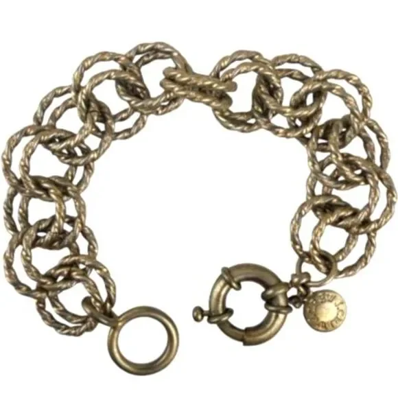 J.Crew Archive Chunky Multi-Link Twine Rope Chain Bracelet Bronze Antiqued