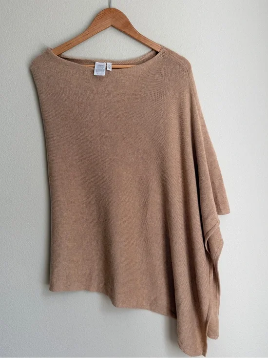 J.Crew Women's Asymmetrical cashmere Wool Poncho Sweater - Camel One Size