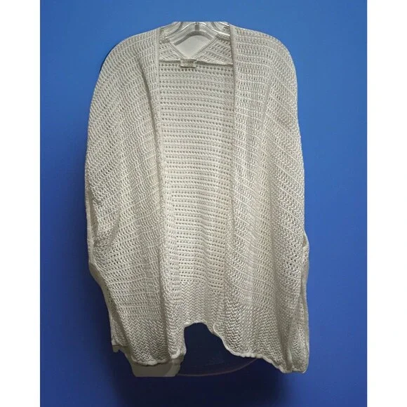 J. Crew Cardigan Sweater Women One Size White Crochet 100% Cotton Boho Festival