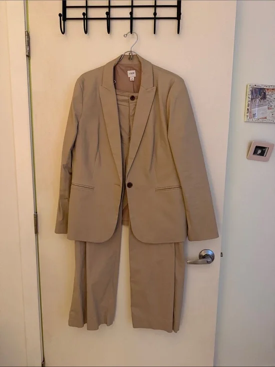 J. Crew Tan Single-Button Suit Jacket with Matching Trousers