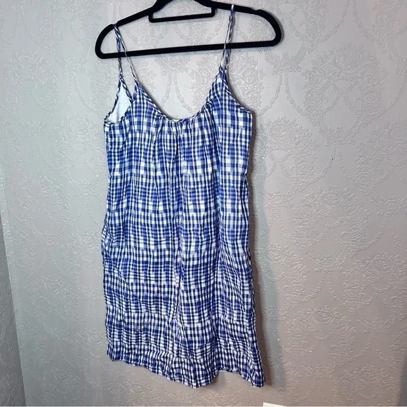 Blue and White Checkered Dress J Crew plaid gingham dress tank S small great