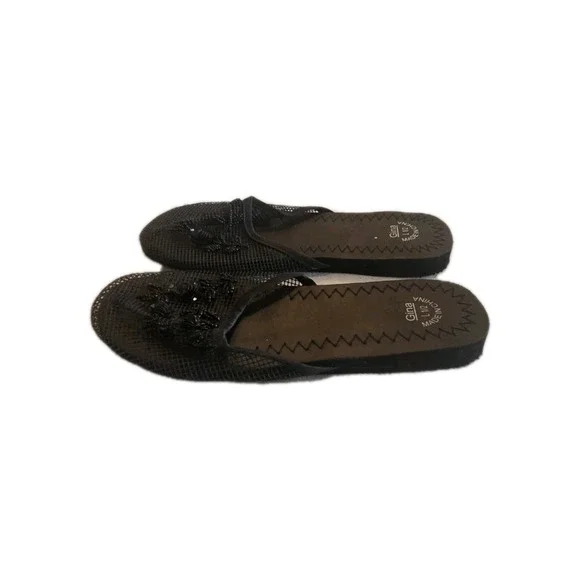 Gina Youth Girl's Slip On Comfort Dress  Ballet Flats Black Size 1-2 New