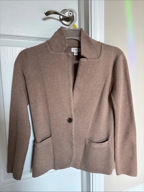J. Crew Women's Taupe Brown Single-Button Sweater Blazer