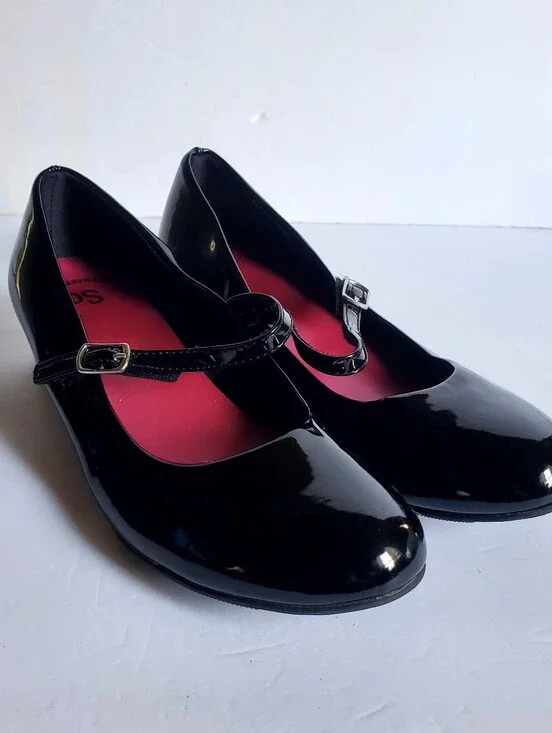 Sonoma Black Patent Mary Jane Flats with Buckle Strap Girls Size 5M