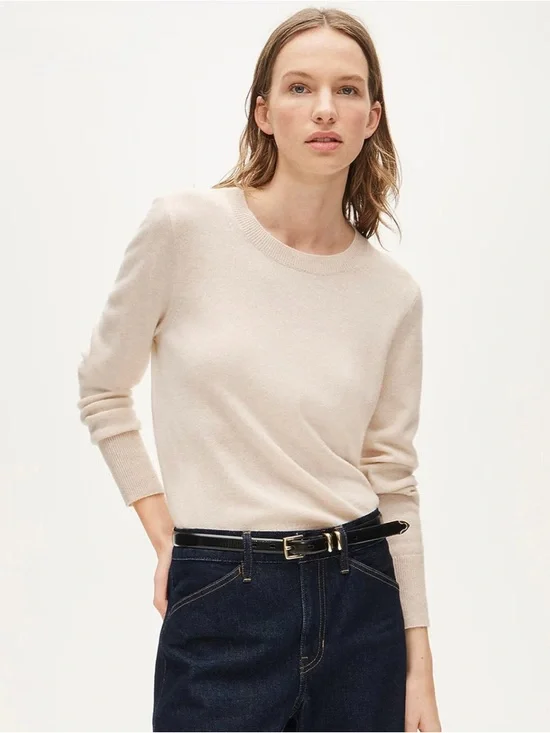 NWT J. Crew Cashmere Classic-fit Crewneck Sweater Heather Natural