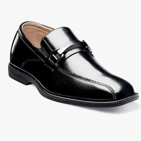 Florsheim Reveal Jr. Boy's Bike Toe Bit Loafers Dress Shoes Black Sz 5M